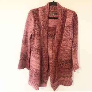 Prana heathered pink knit open cardigan sweater women’s small‎